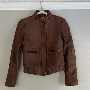 ++Joie Brown Leather Jacket, Size XS+